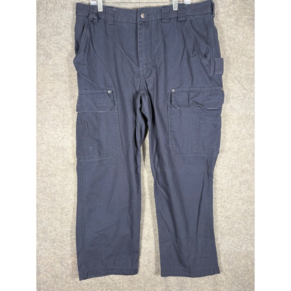 Duluth Trading Co Fire Hose Cargo Pants Mens 40x30 Navy Blue Cotton Work 92204